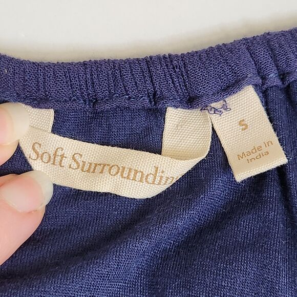 Soft Surroundings Banjara Embroidered Boho Peasant Blouse Navy Blue Size Small - Picture 8 of 15